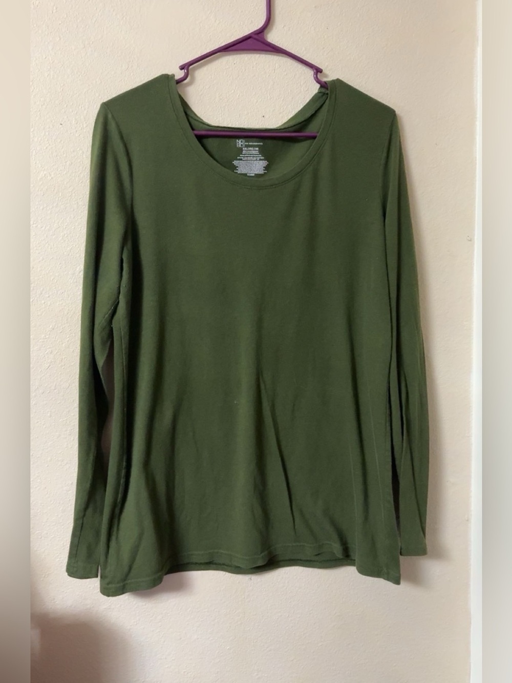 Women's Olive Green Long-Sleeve Crewneck Top